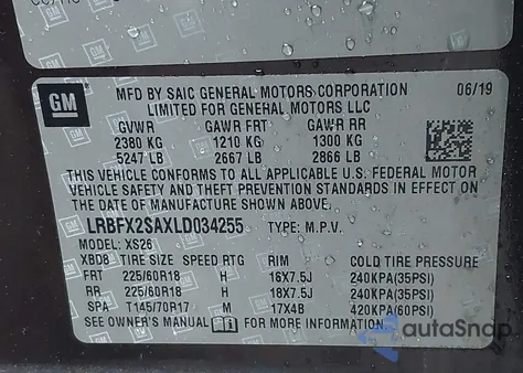 2020 Buick Envision Awd Essence z USA, uszkodzony, nr VIN LRBFX2SAXLD034255